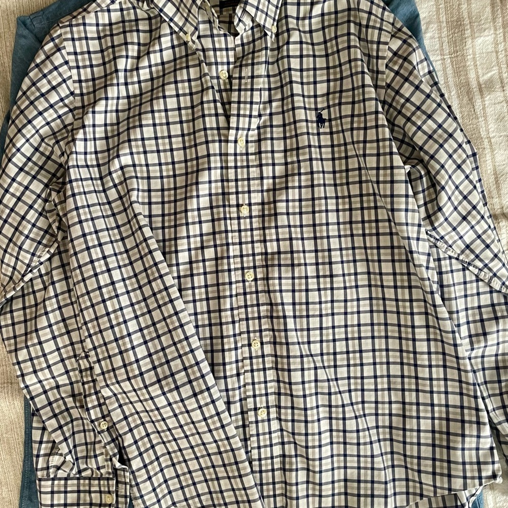 Ralph Lauren Blue and White Checkered Shirt
